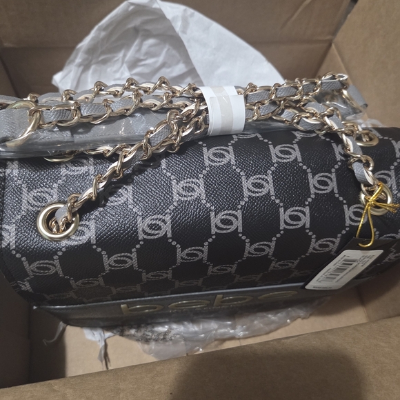 Bebe Monogram Black and Gray Shoulder Bag - Picture 7 of 8